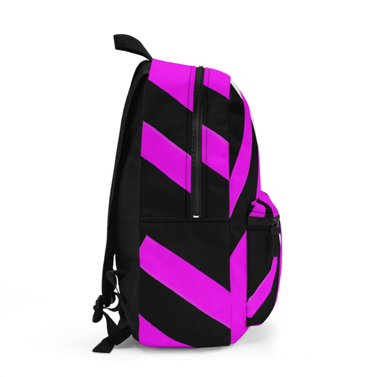 Water-Resistant School Backpack – Black & Pink Geometric Print