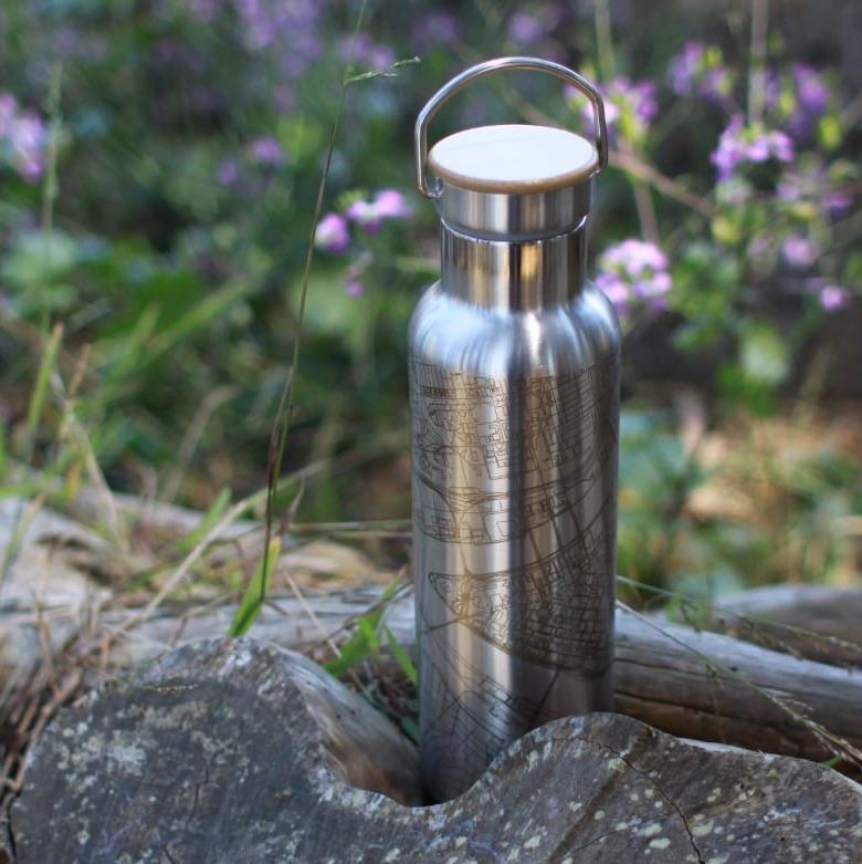 Crater Lake National Park, Oregon Map Bottle — Bamboo Top