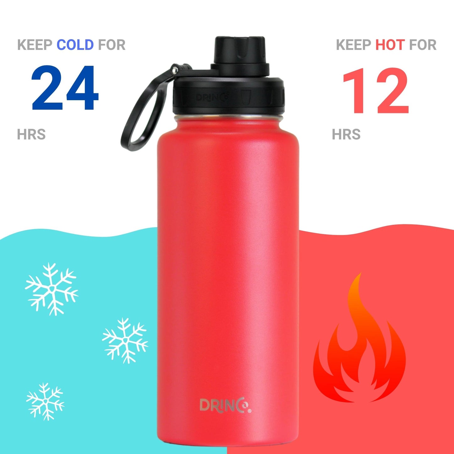 DRINCO 32oz Insulated Water Bottle — Barn Red