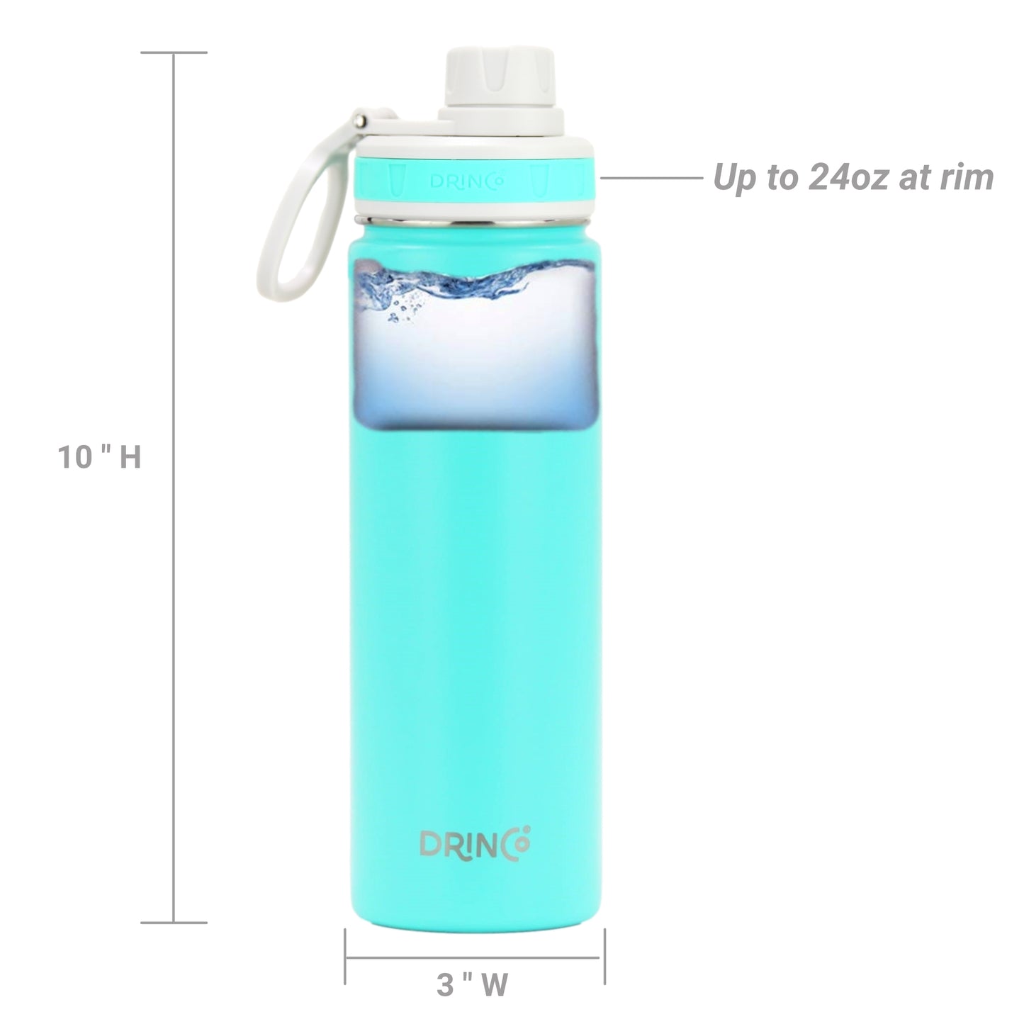 DRINCO 22oz Insulated Water Bottle – Keeps Drinks Cold 24 Hrs