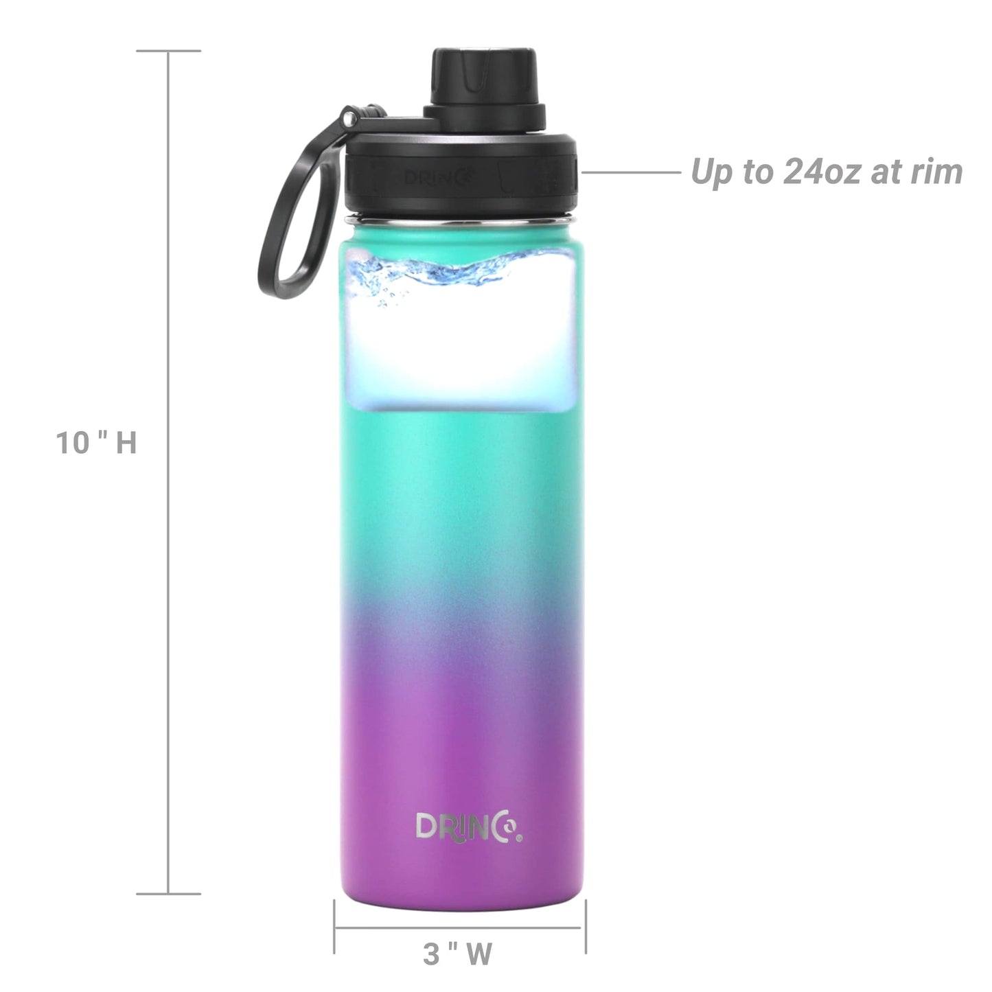 DRINCO 22oz Insulated Water Bottle — Ombre Fuschia Teal