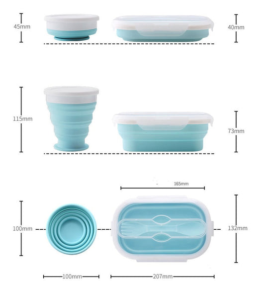Foldable Silicone Lunch Box & Cup Set – Collapsible for Easy Storage