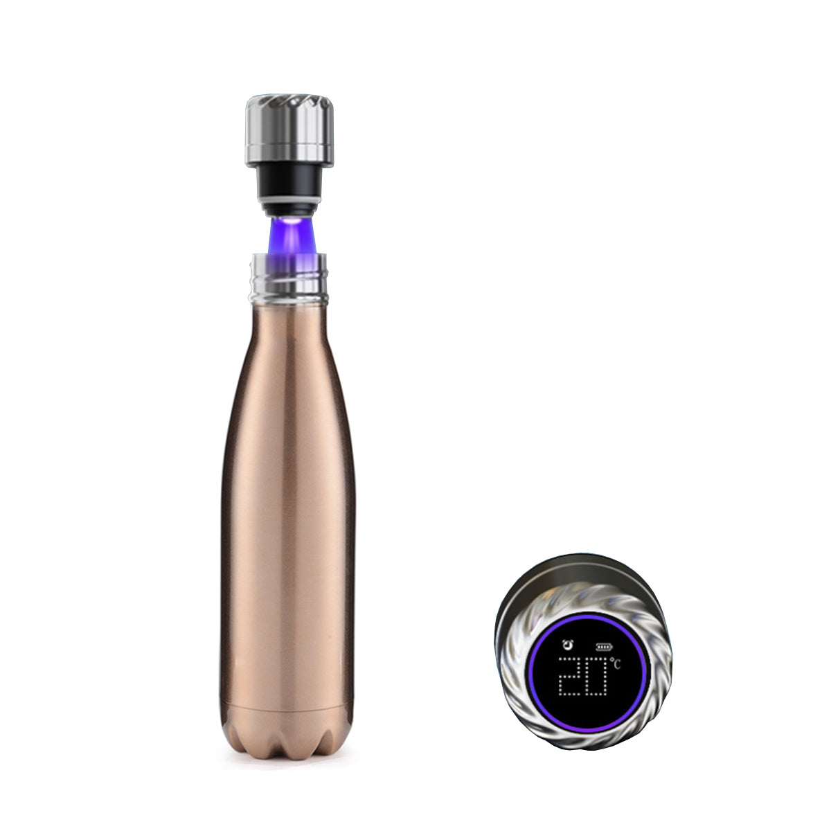 Aquaala UV Self-Cleaning Water Bottle with Temp Display Cap