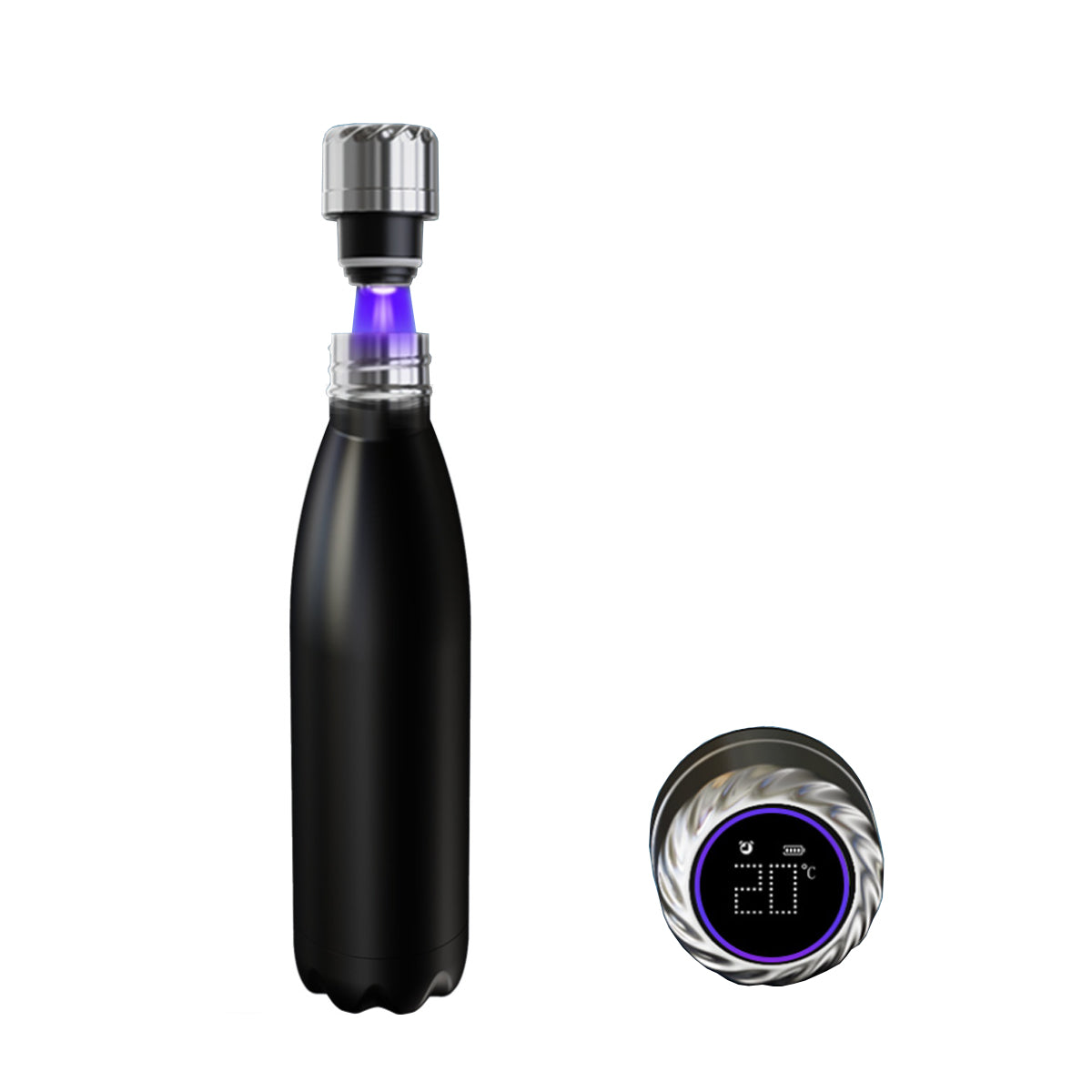 Aquaala UV Self-Cleaning Water Bottle with Temp Display Cap