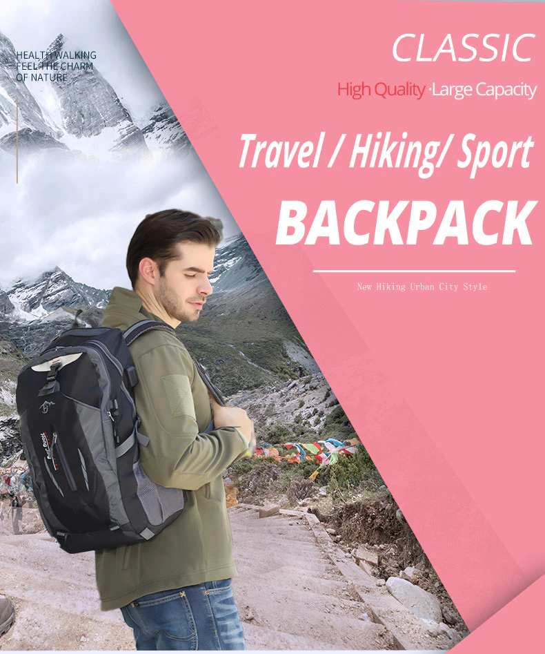 40L Travel & Hiking Backpack with Laptop Compartment — Green