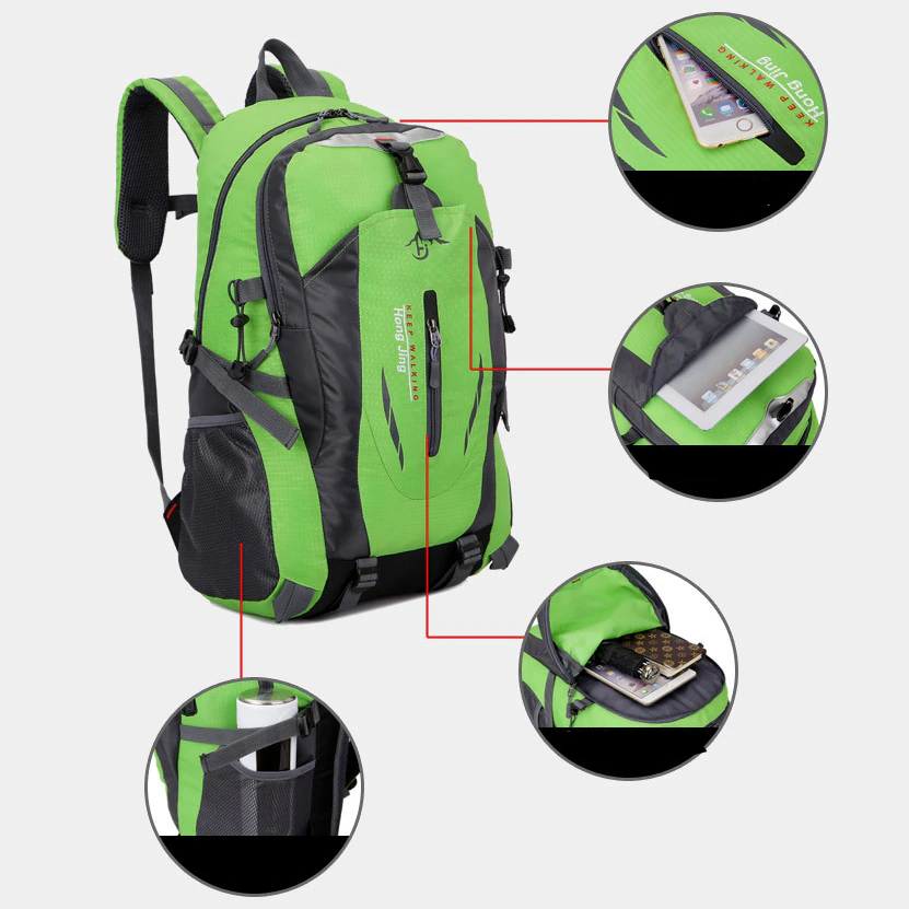 40L Travel & Hiking Backpack with Laptop Compartment — Green