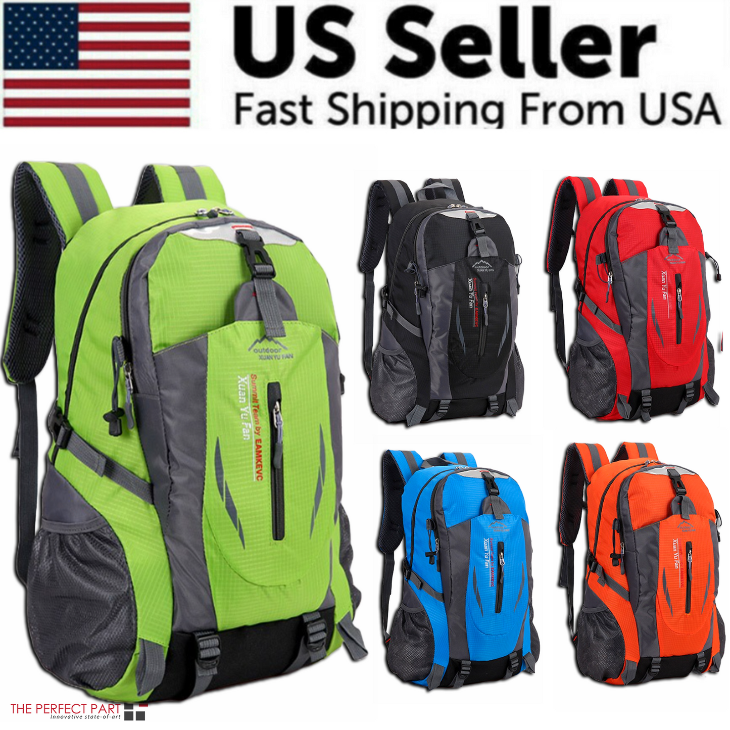 40L Travel & Hiking Backpack with Laptop Compartment — Green