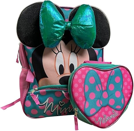 Minnie Mouse Backpack & Lunch Box Set – Officially Licensed, 16-Inch