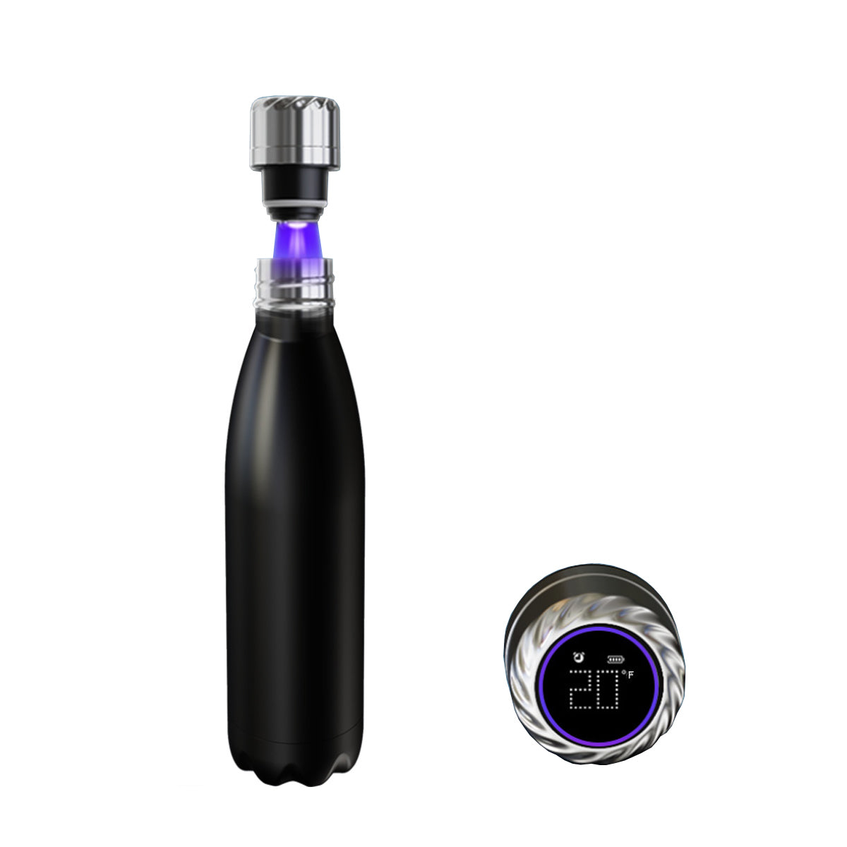Aquaala UV Self-Cleaning Water Bottle with Temp Display Cap