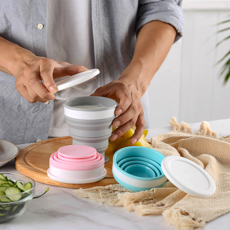 Foldable Silicone Lunch Box & Cup Set – Collapsible for Easy Storage