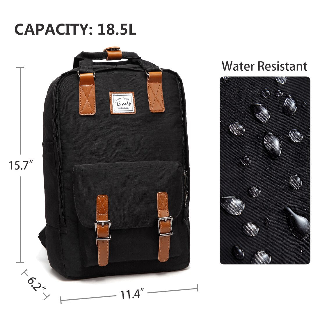 Women's School & Travel Backpack with Laptop Sleeve — Black
