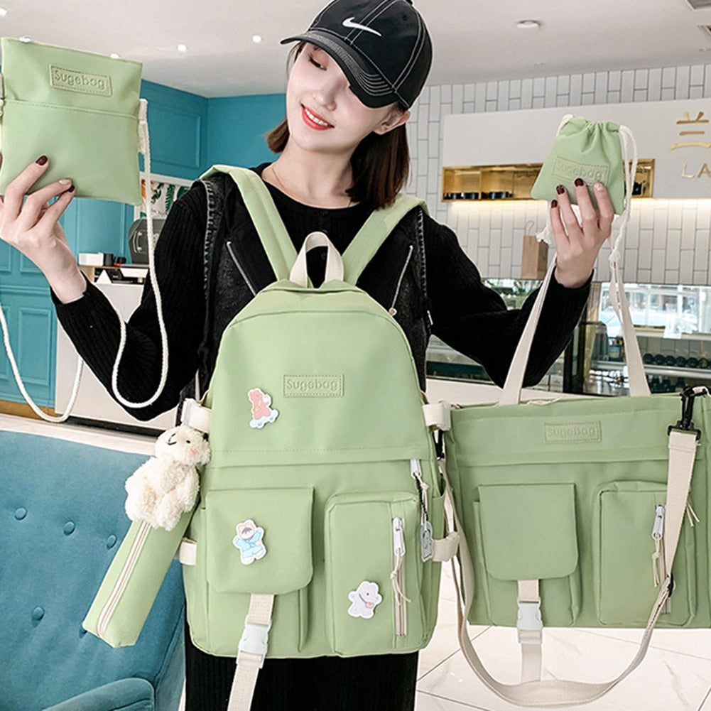 5-Piece Multi-Pocket School Backpack Set