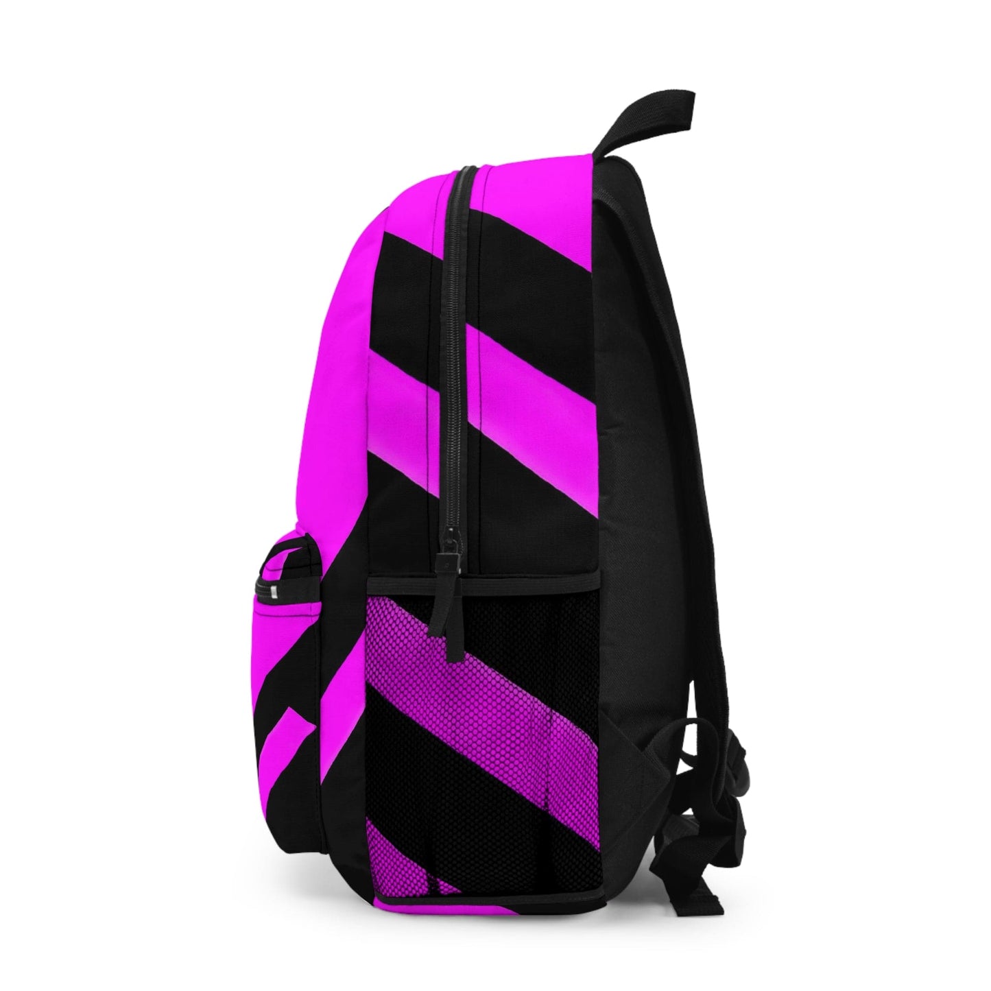 Water-Resistant School Backpack – Black & Pink Geometric Print
