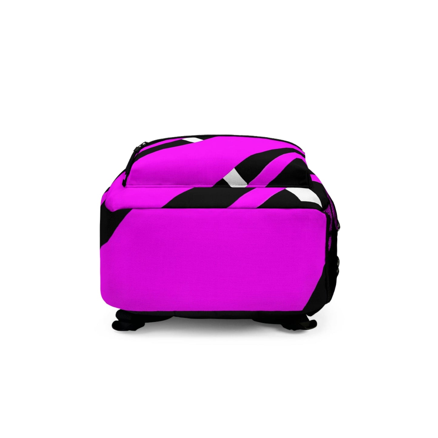 Water-Resistant School Backpack – Black & Pink Geometric Print