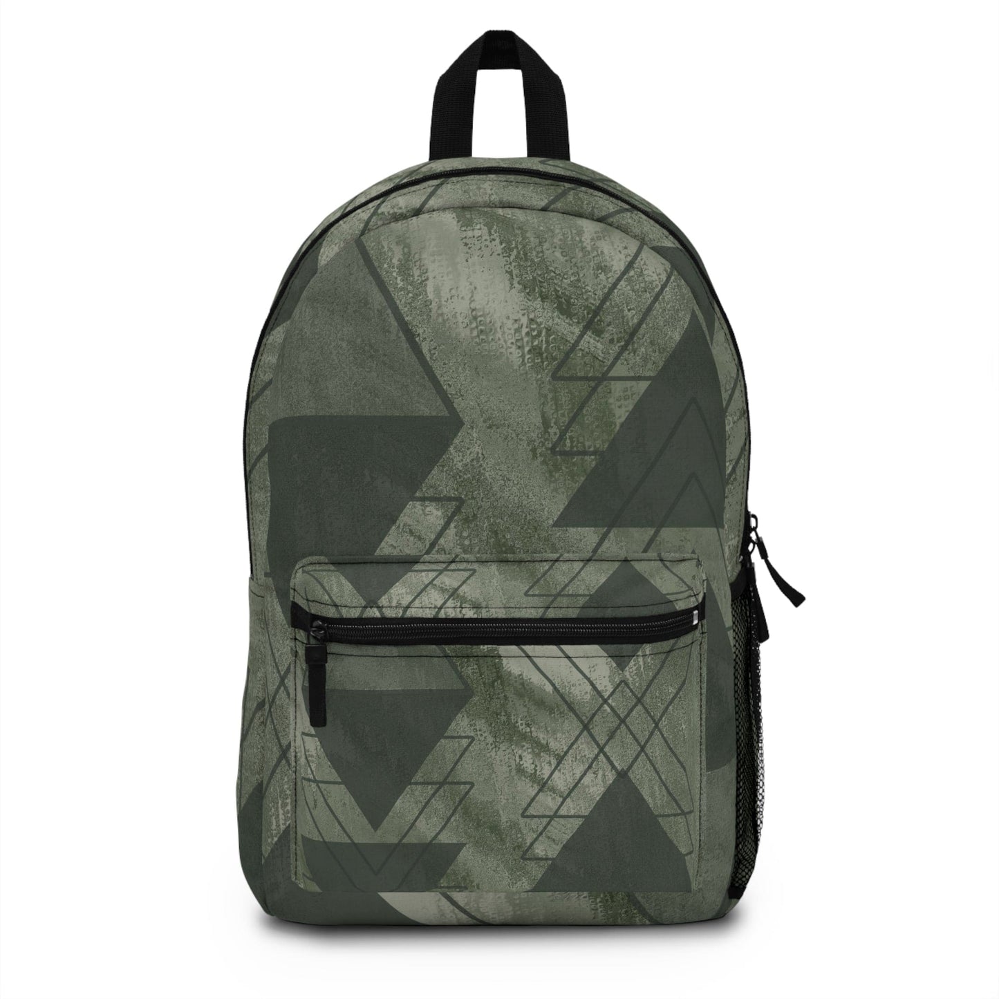 Water-Resistant Backpack — Olive Green Triangular
