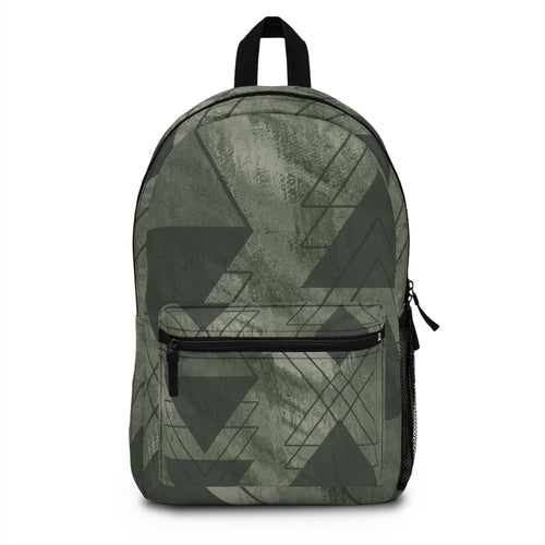 Water-Resistant Backpack — Olive Green Triangular