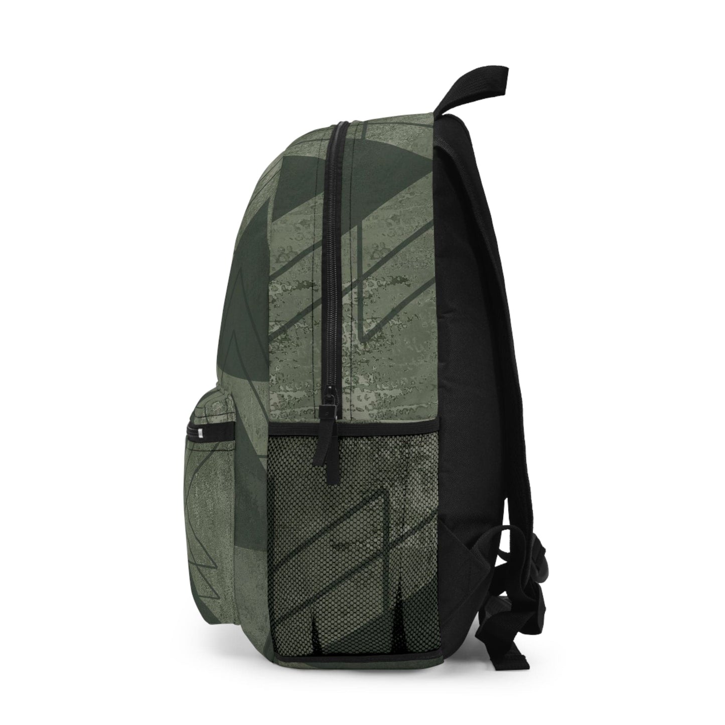 Water-Resistant Backpack — Olive Green Triangular