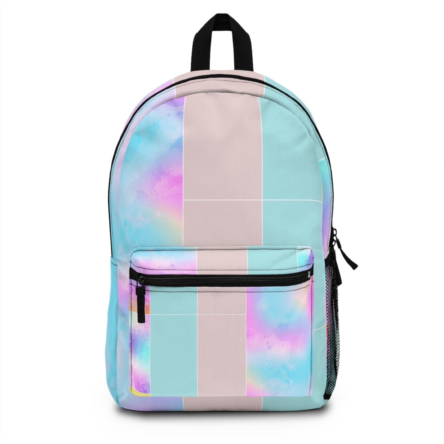 Water-Resistant Backpack — Pastel Colorblock Watercolor