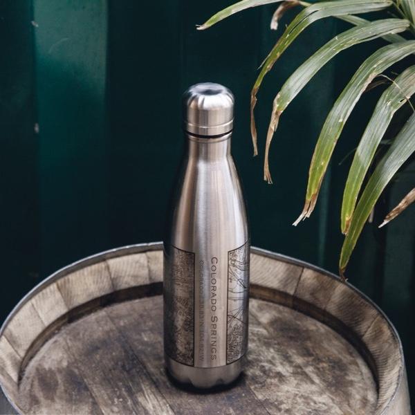 Colorado Springs, Colorado Map Bottle — Matte Black