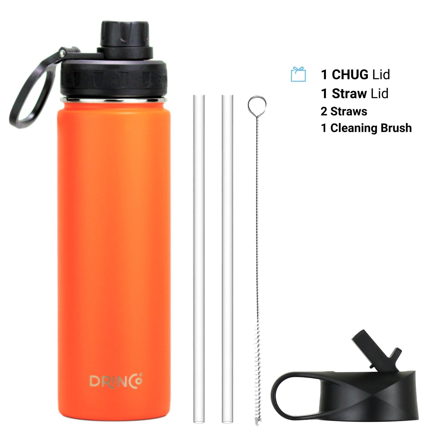 DRINCO 22oz Insulated Water Bottle — Orange