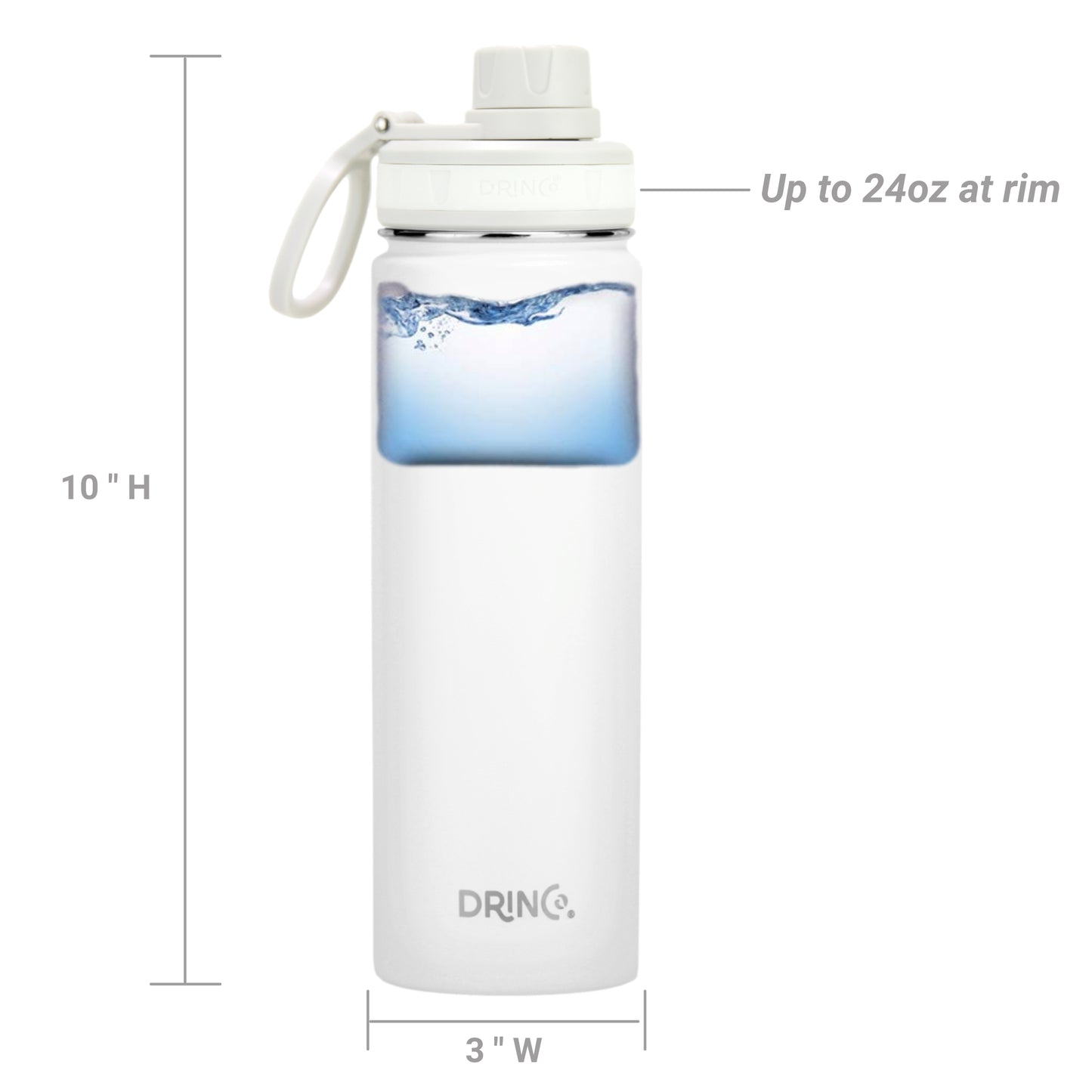 DRINCO 22oz Insulated Water Bottle — Artic White
