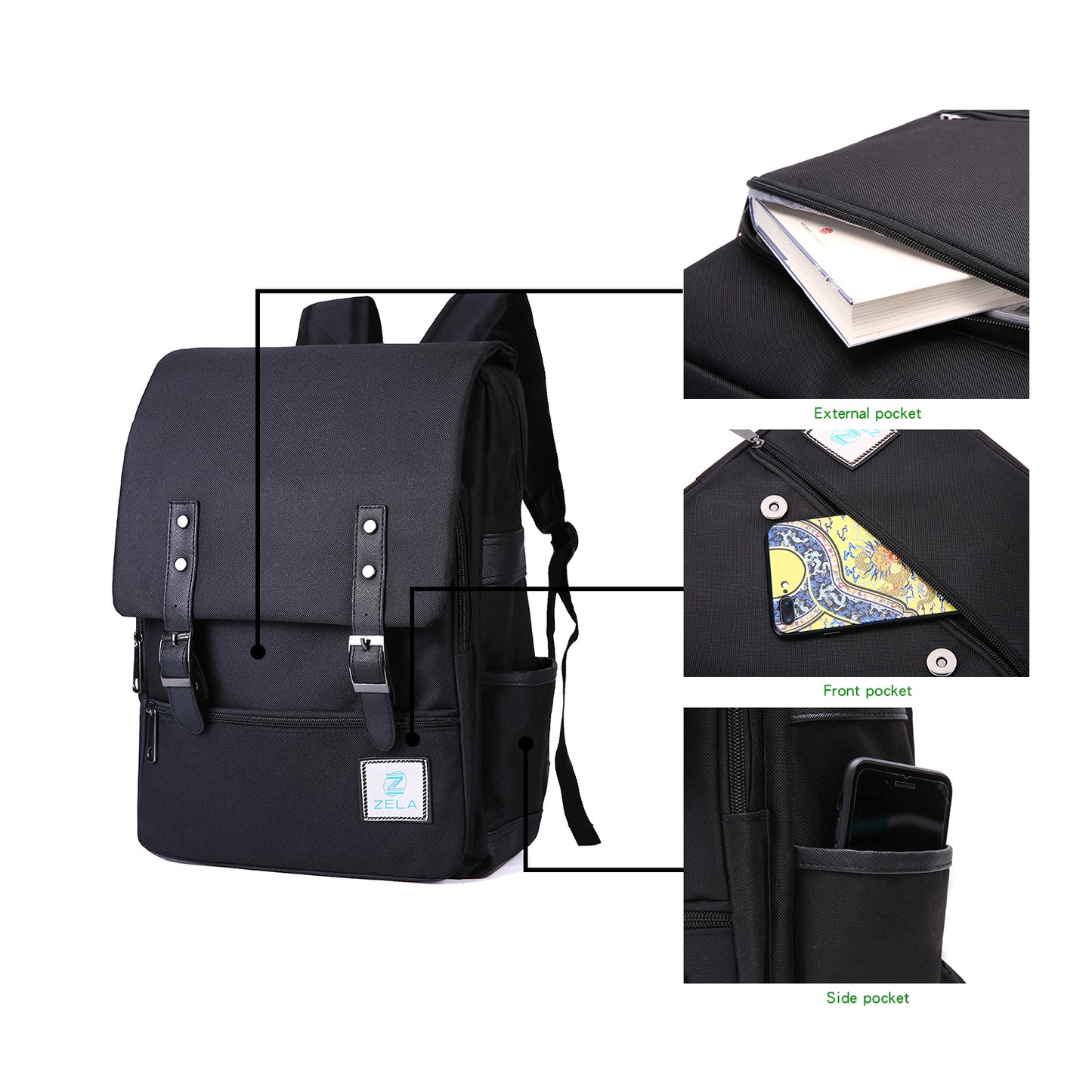 Slim 15" Laptop Backpack for College & Work — All-Black