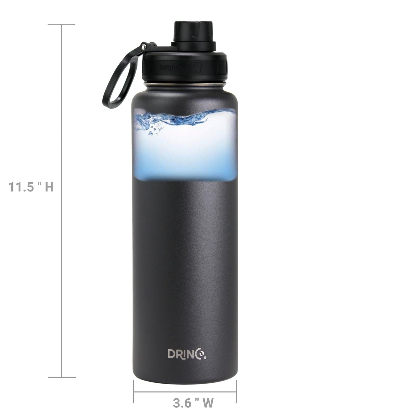 DRINCO 40oz Insulated Water Bottle — Black