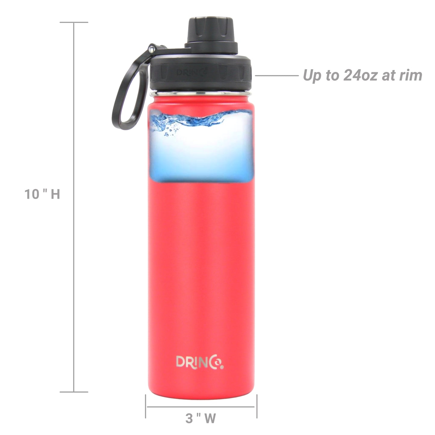 DRINCO 22oz Insulated Water Bottle — Barn Red