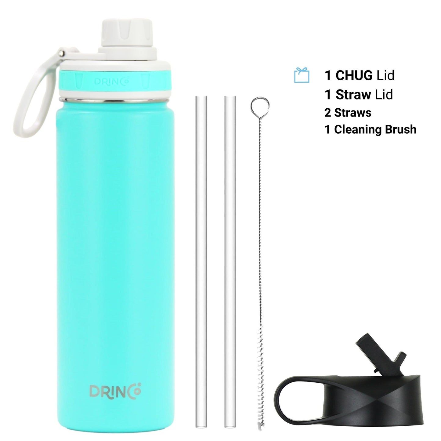DRINCO 22oz Insulated Water Bottle – Keeps Drinks Cold 24 Hrs