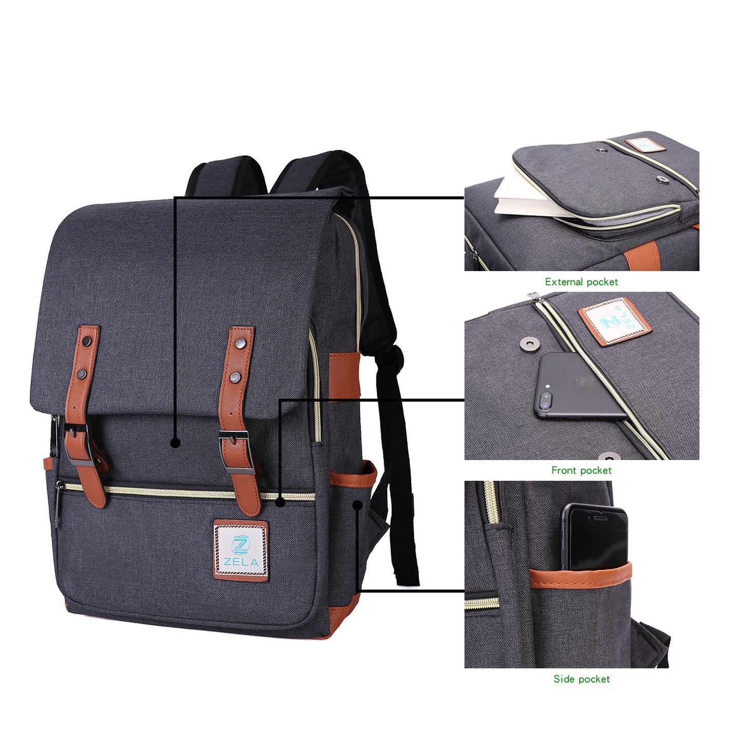Slim 15" Laptop Backpack for College & Work — Black