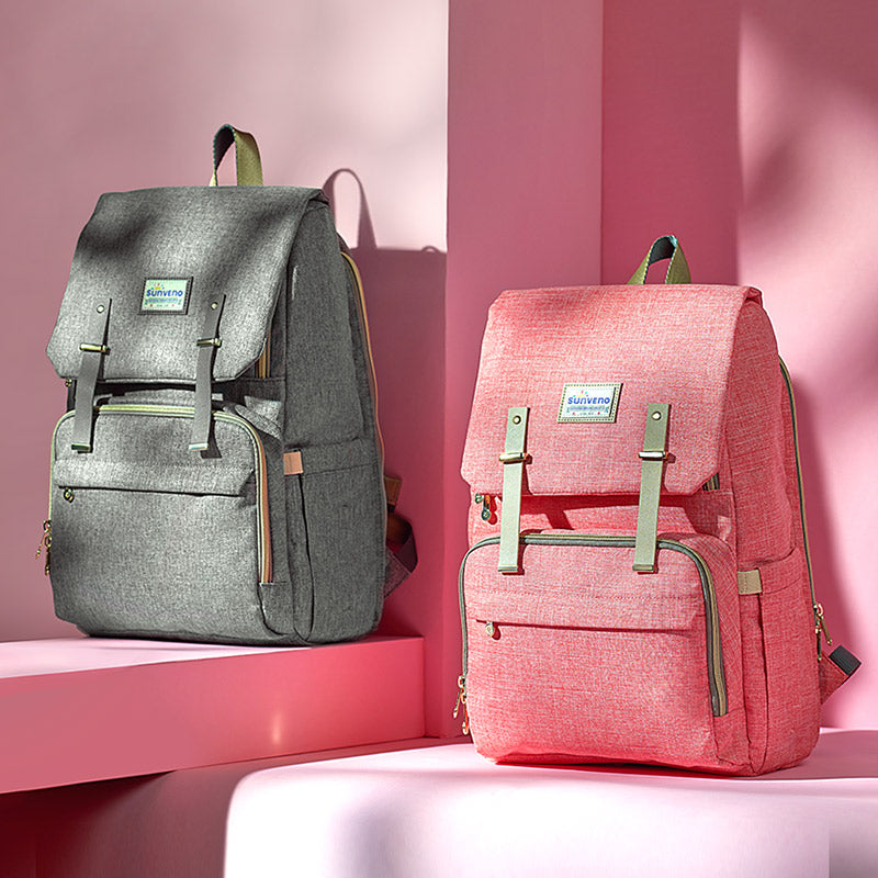 Canvas Diaper Bag Backpack — Gray