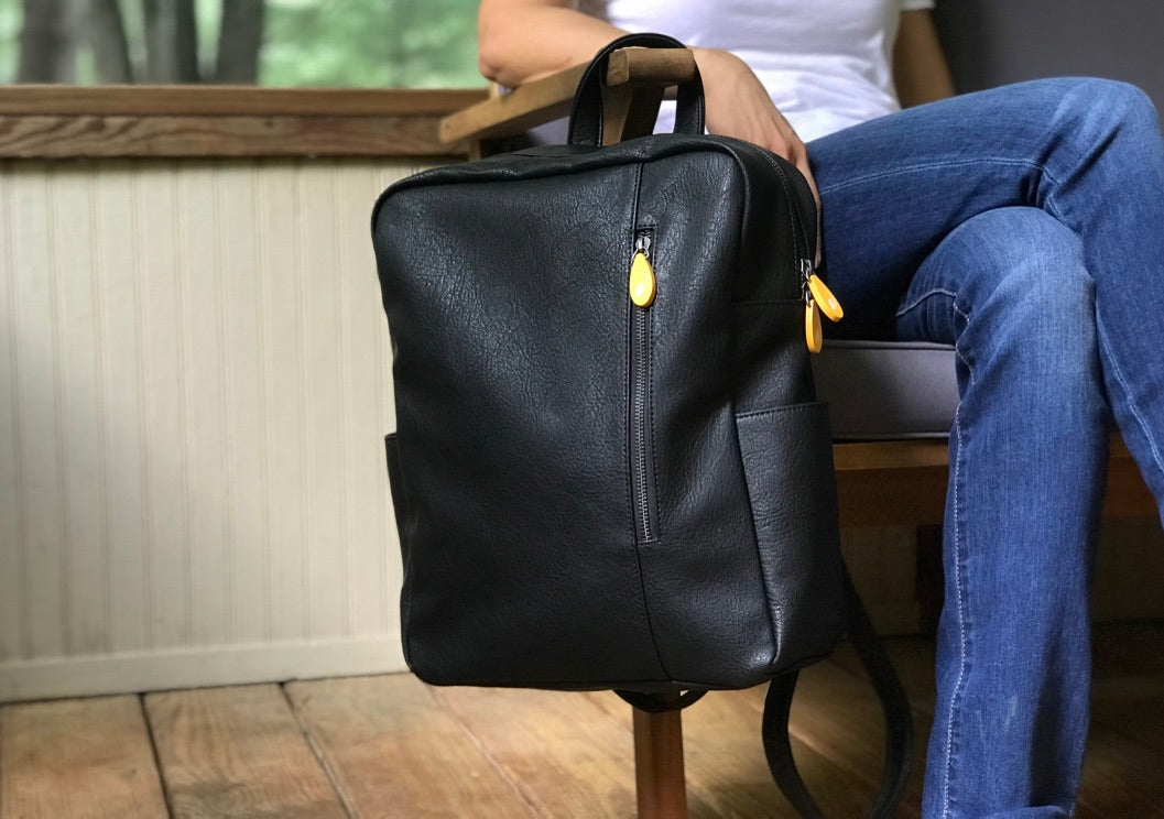 Lenox Vegan Leather Backpack Purse — Burgundy