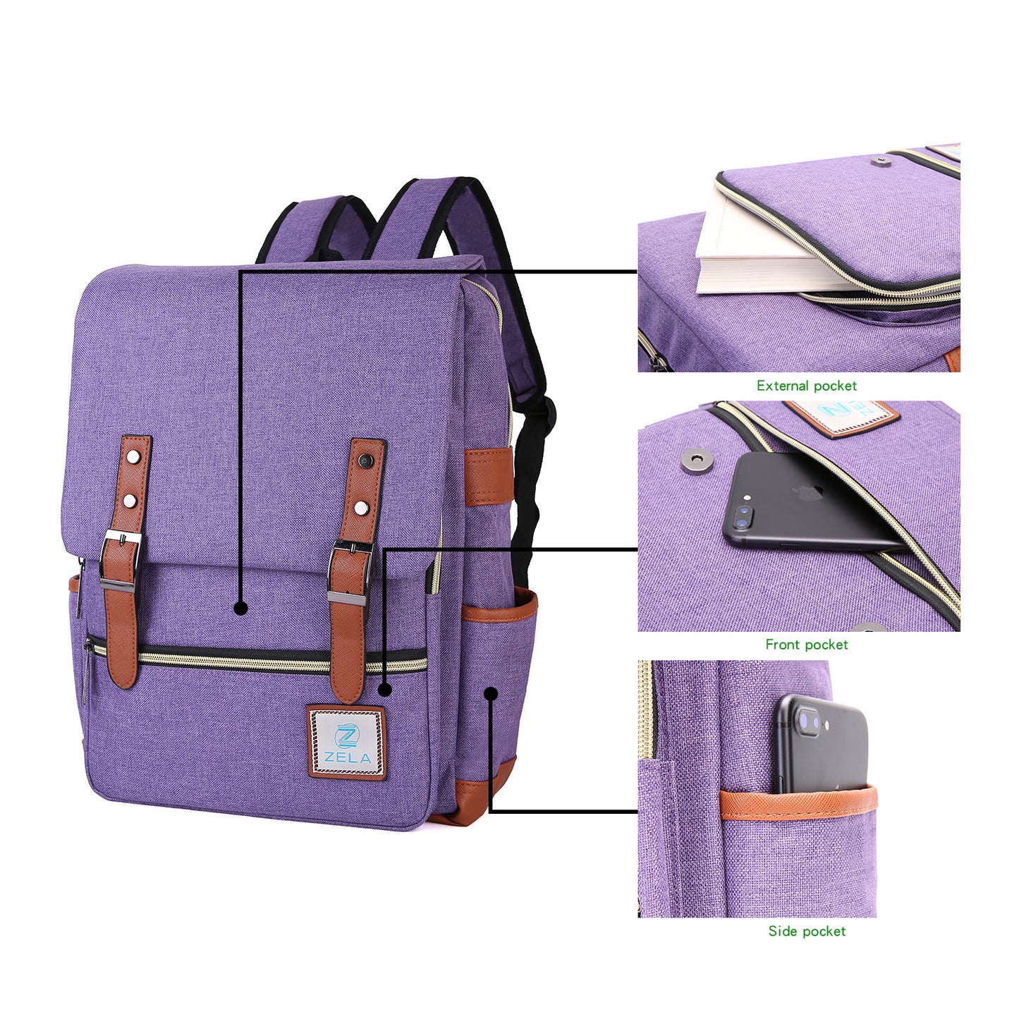 Slim 15" Laptop Backpack for College & Work — Purple