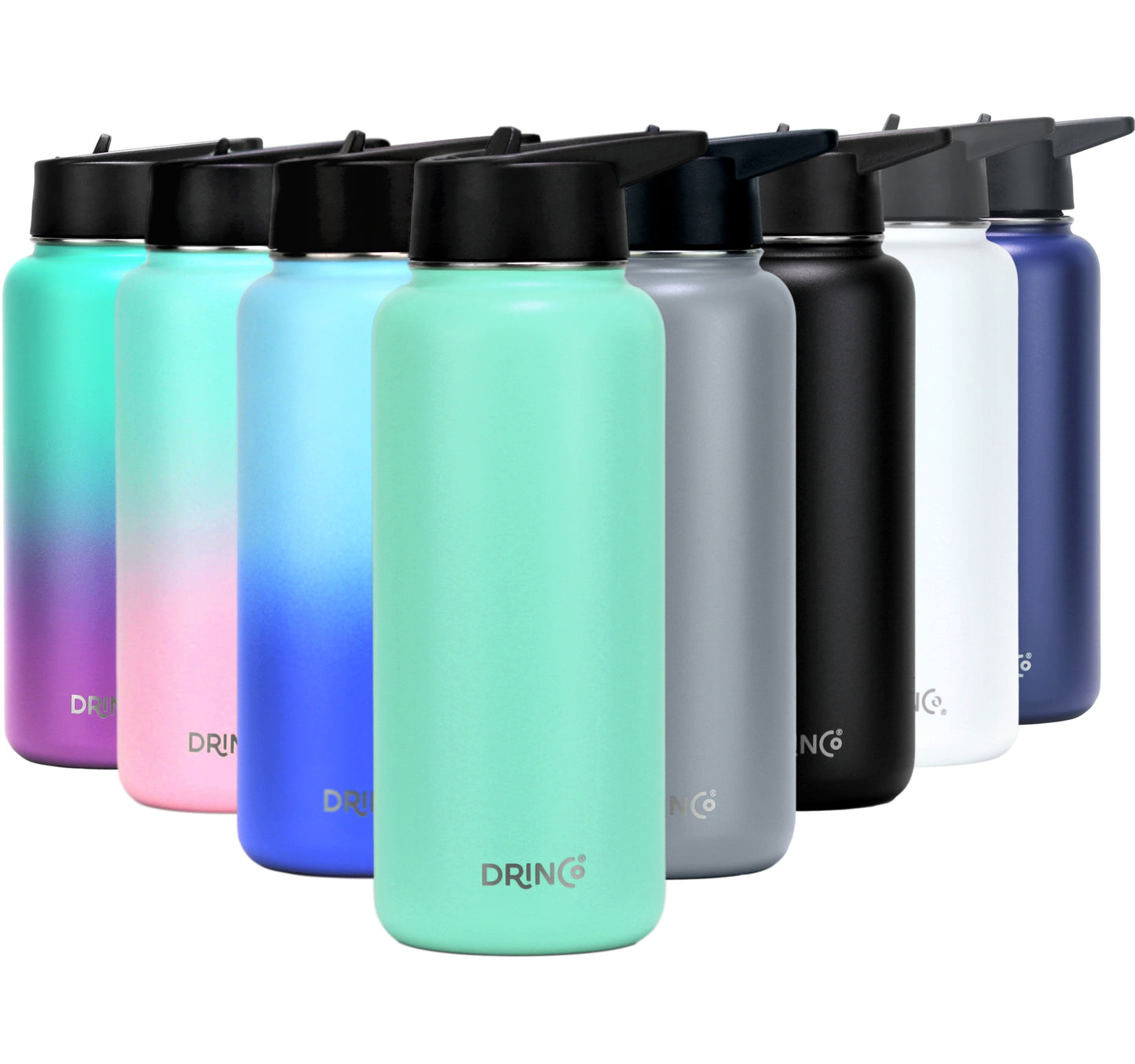 DRINCO 32oz Insulated Water Bottle (3 Lids) — Teal