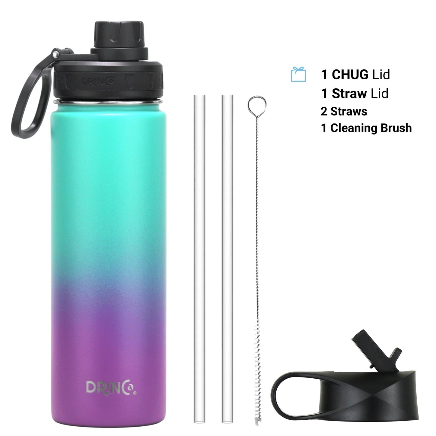 DRINCO 22oz Insulated Water Bottle — Ombre Fuschia Teal