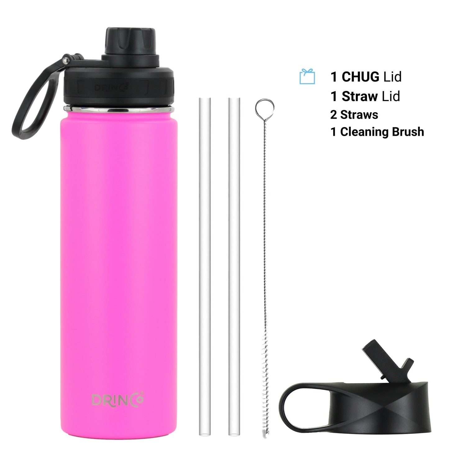 DRINCO 22oz Insulated Water Bottle — Island Pink