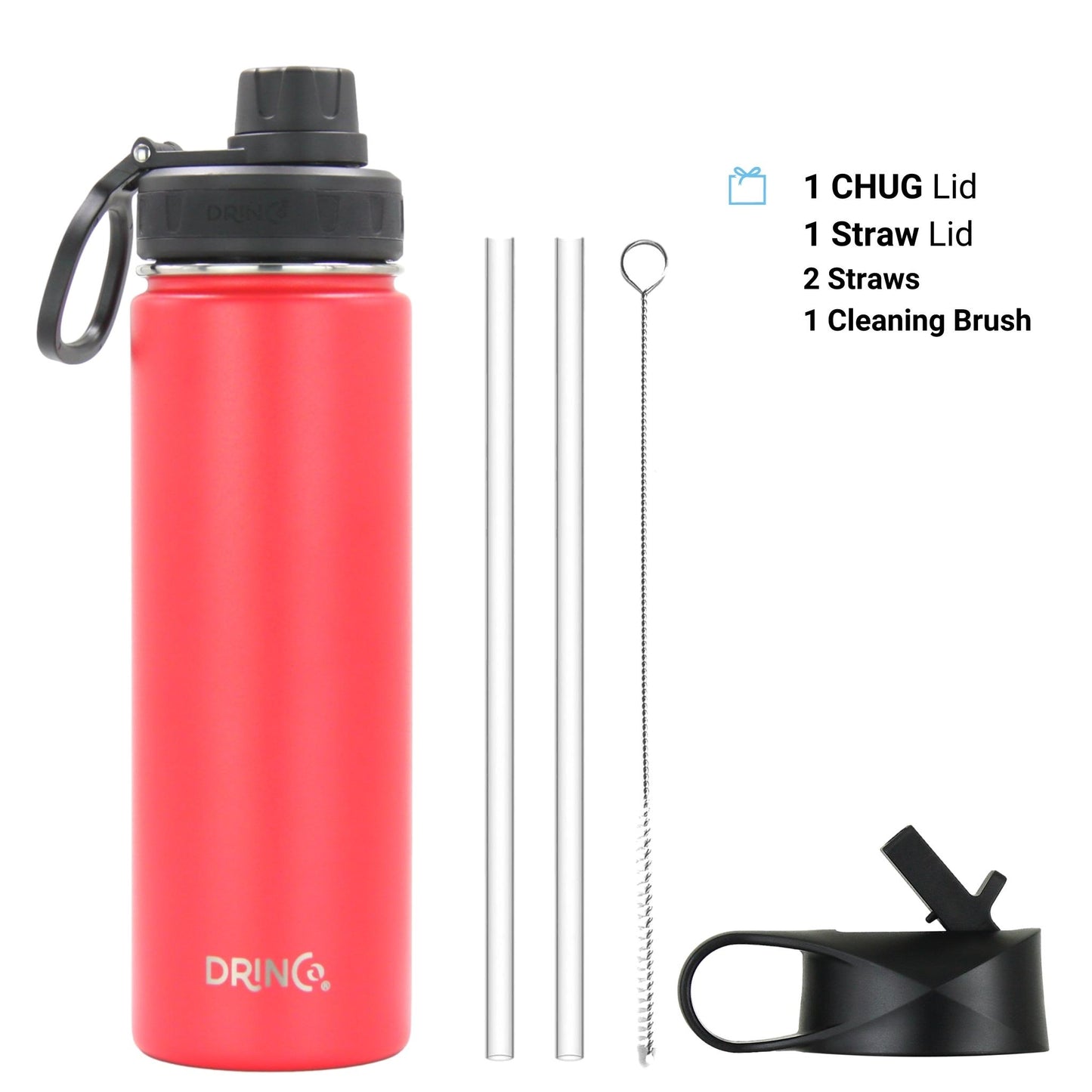 DRINCO 22oz Insulated Water Bottle — Barn Red