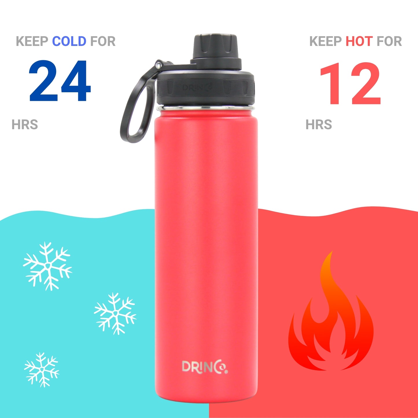 DRINCO 22oz Insulated Water Bottle — Barn Red