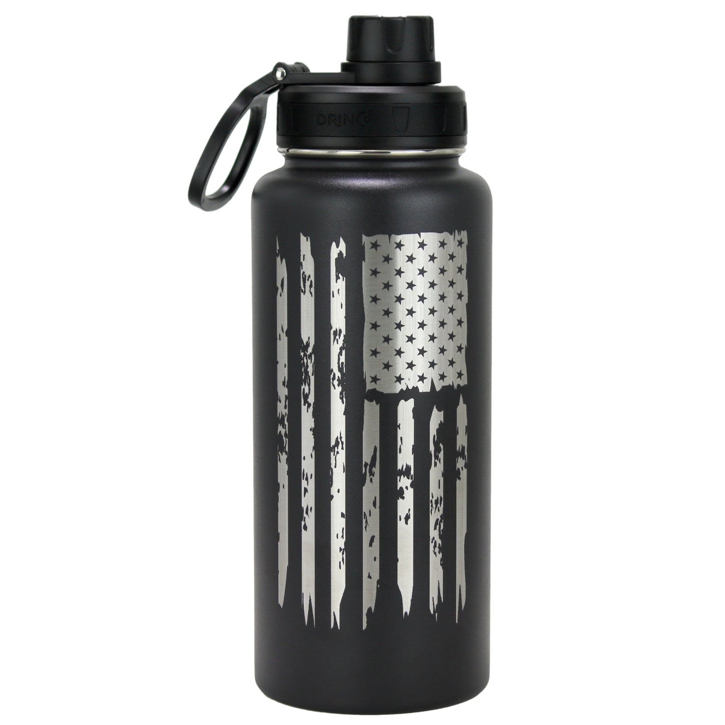 DRINCO 32oz Insulated Water Bottle — USA Flag Black