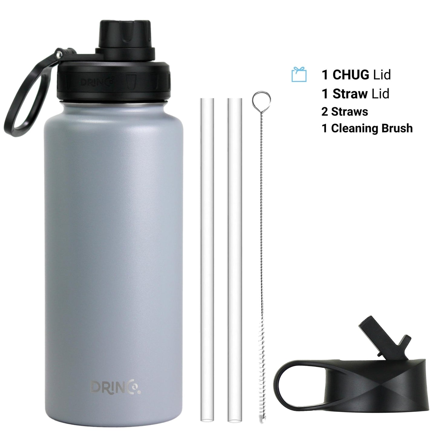 DRINCO 32oz Insulated Water Bottle — Asphalt Gray