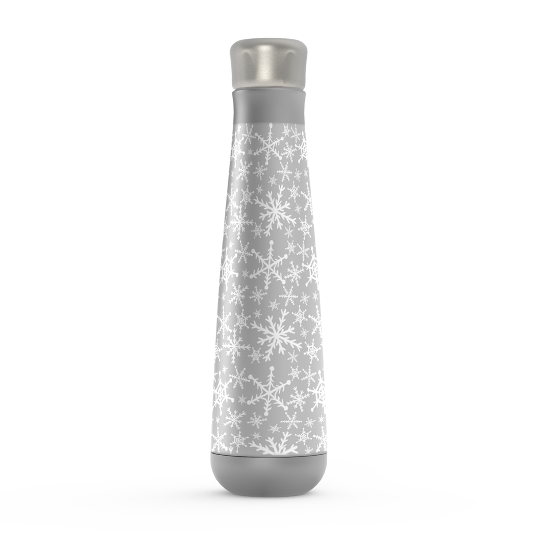 Gray Snowflakes Insulated Water Bottle