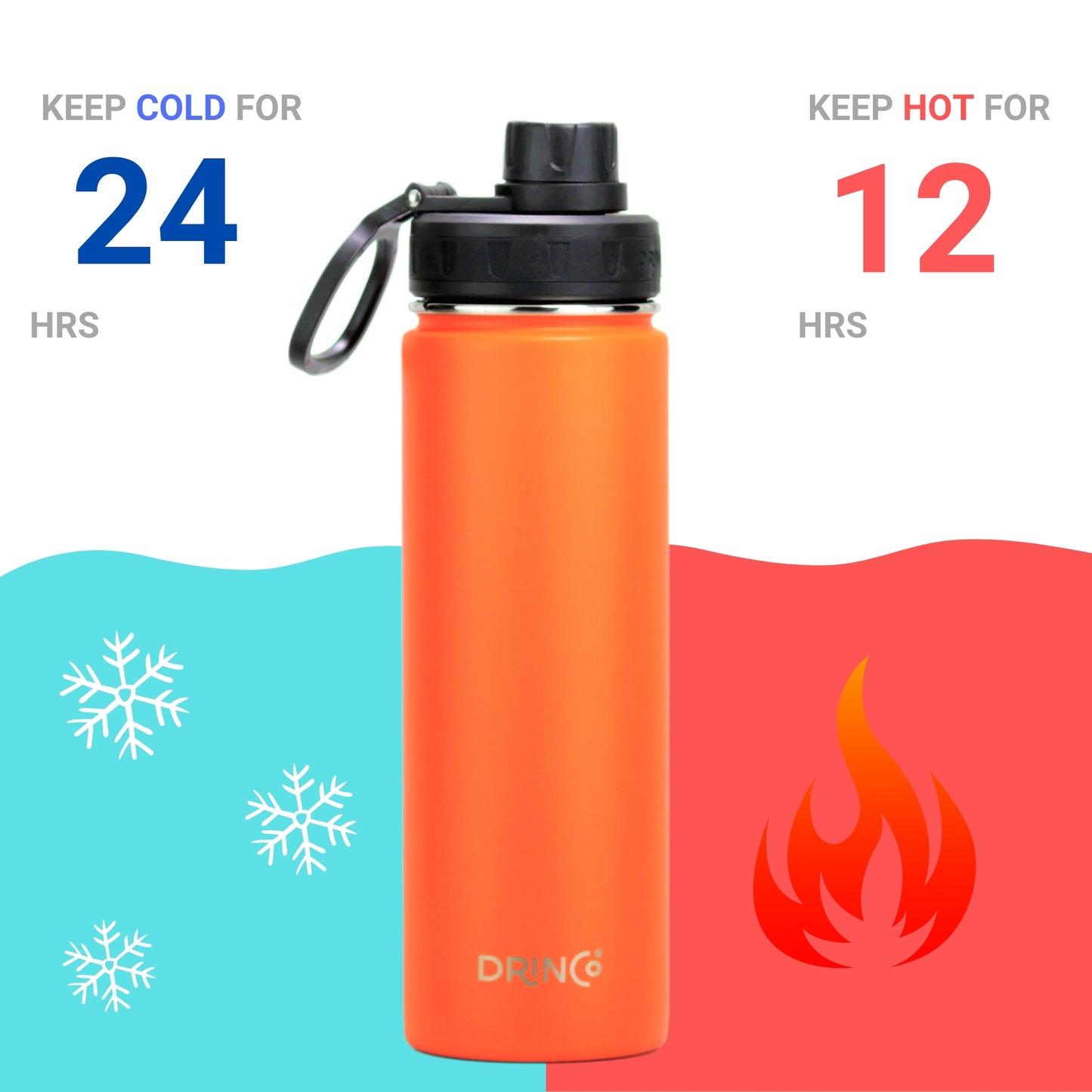 DRINCO 22oz Insulated Water Bottle — Orange