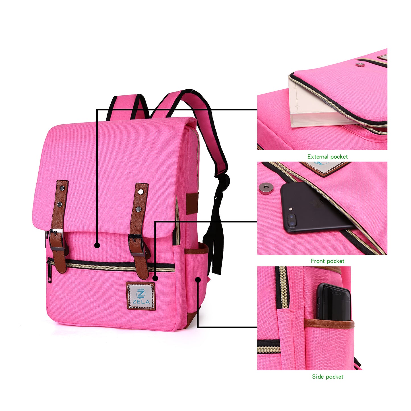 Slim 15" Laptop Backpack for College & Work — Hot Pink