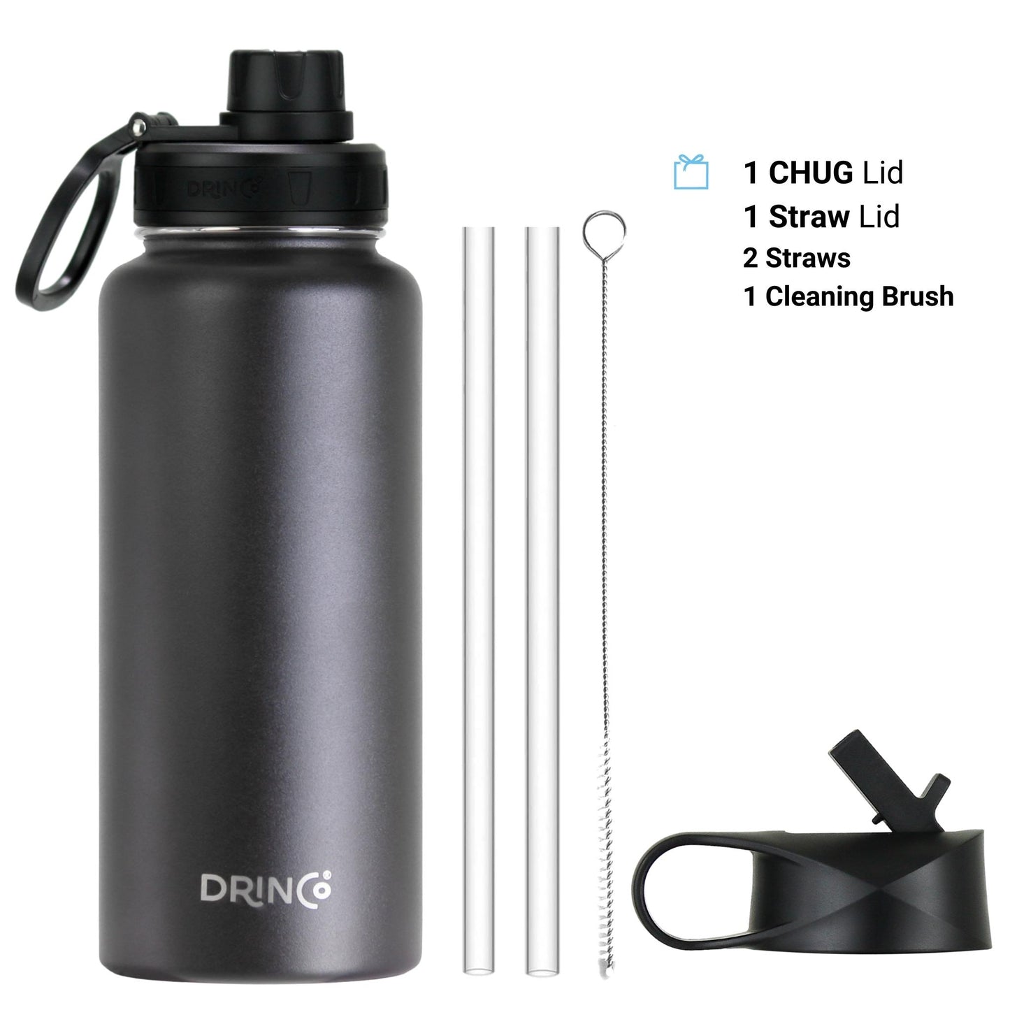 DRINCO 32oz Insulated Water Bottle — USA Flag Black
