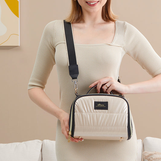 Insulated Lunch Bag with Shoulder Strap – Gold or Silver
