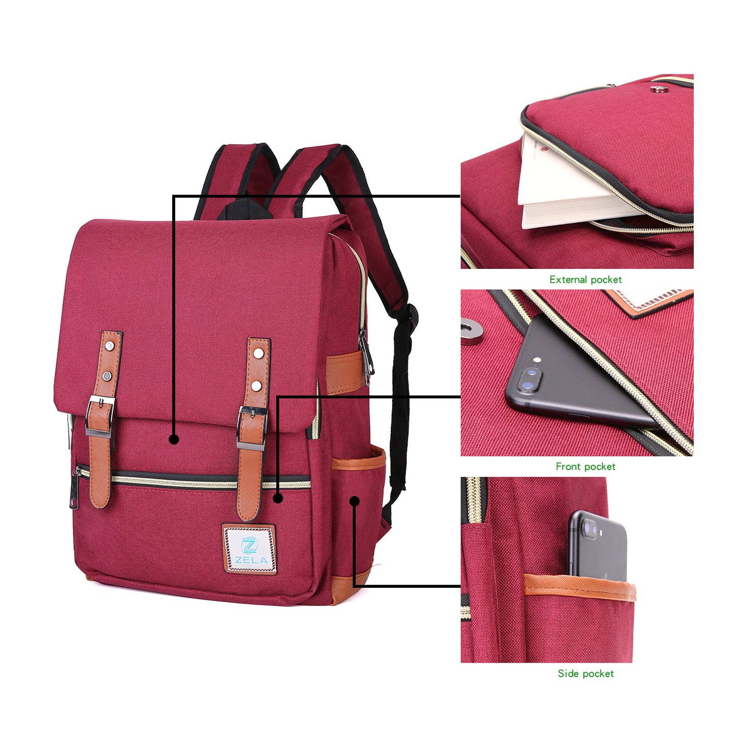 Slim 15" Laptop Backpack for College & Work — Wine Red