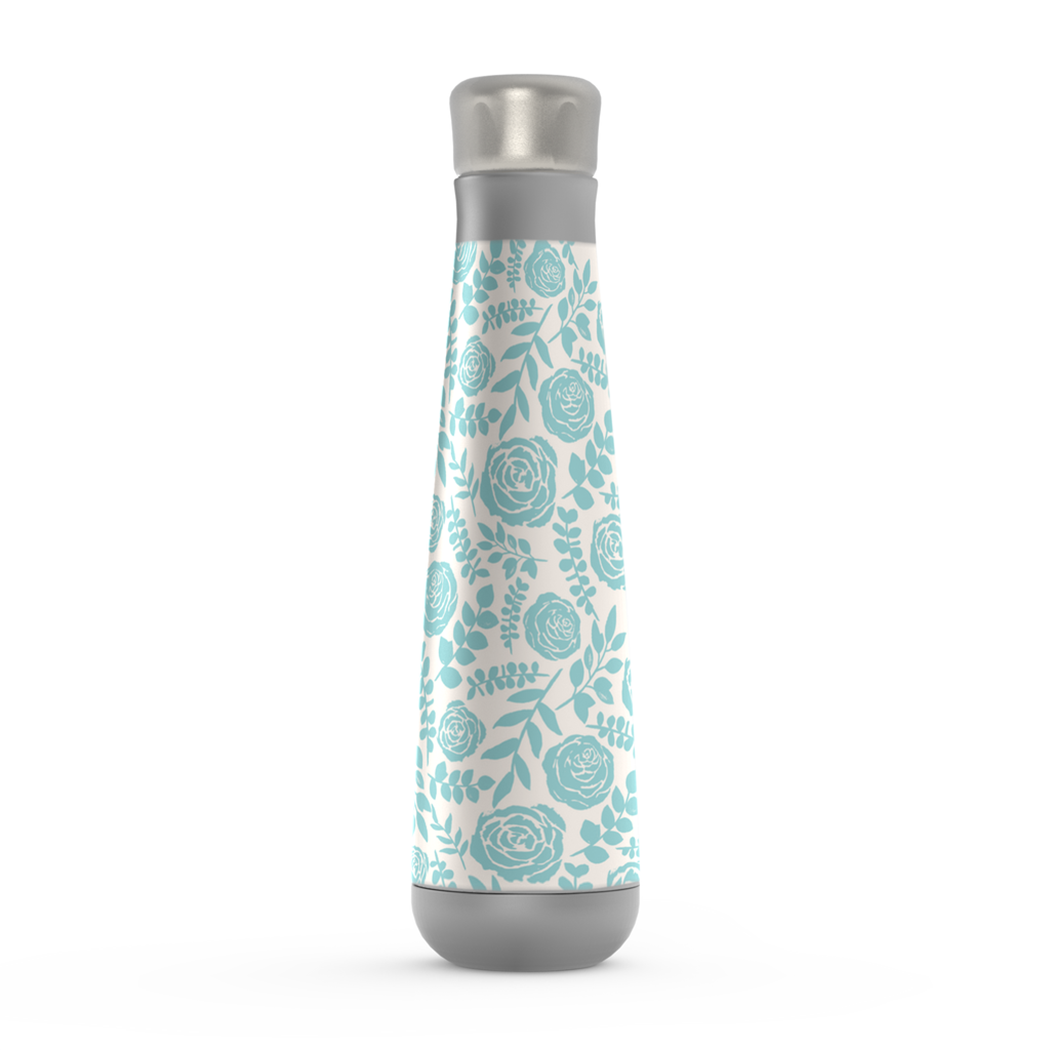 Baby Blue Floral Insulated Water Bottle