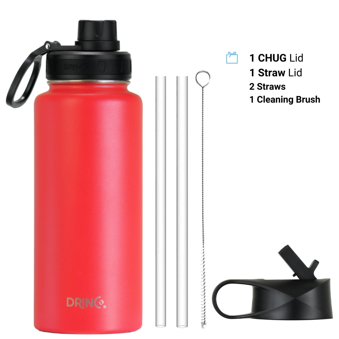 DRINCO 32oz Insulated Water Bottle — USA Flag Barn Red