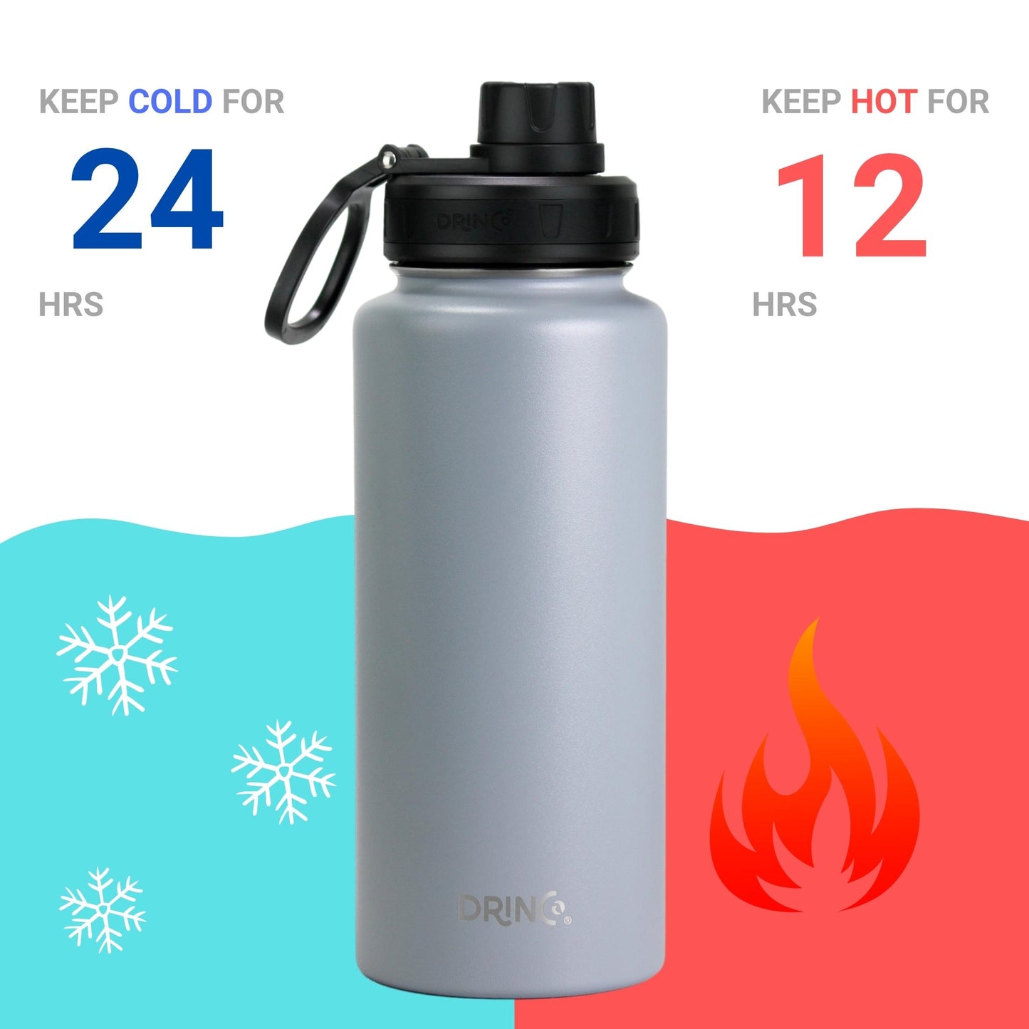 DRINCO 32oz Insulated Water Bottle — Asphalt Gray