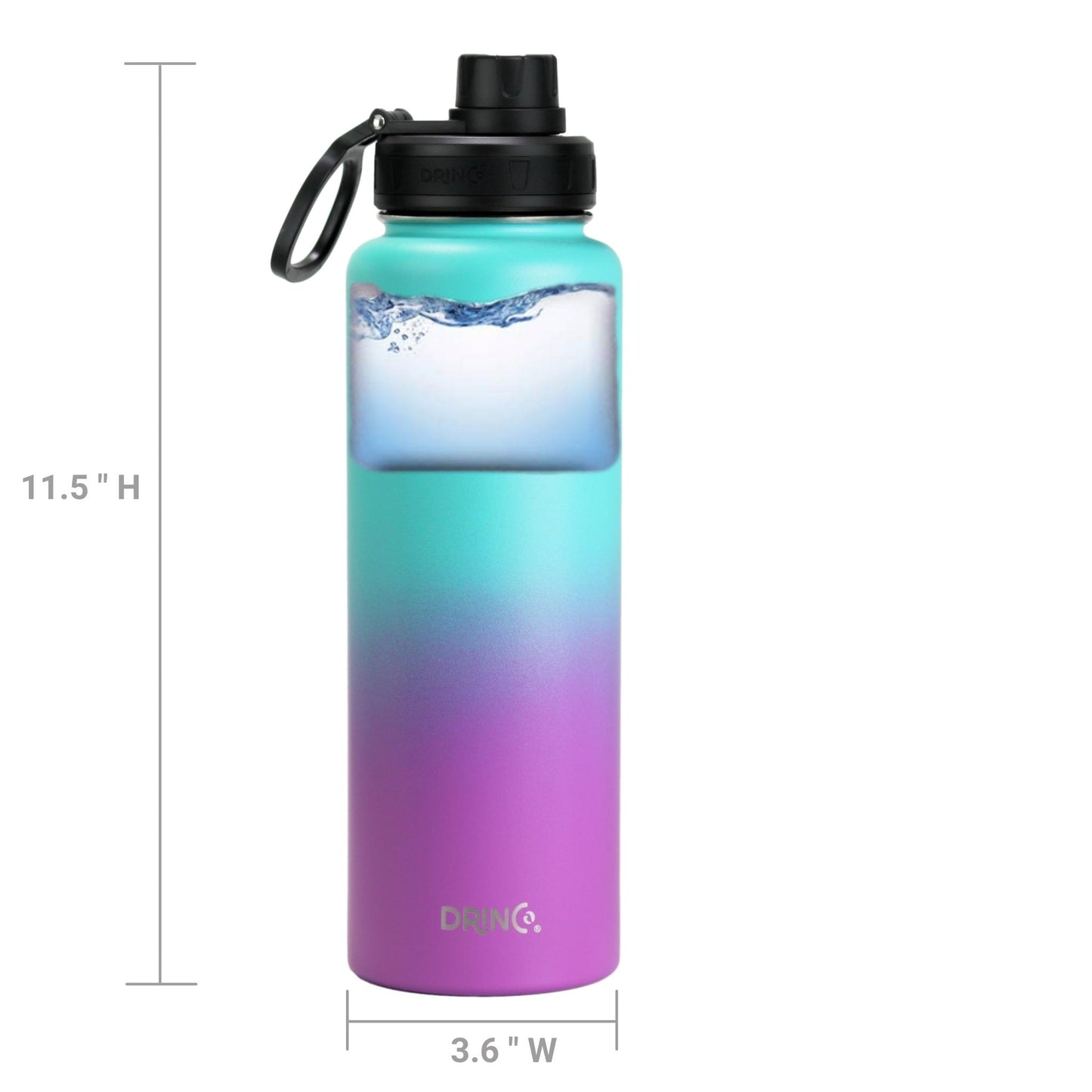 DRINCO 40oz Insulated Water Bottle — Ombre Fuschia Teal